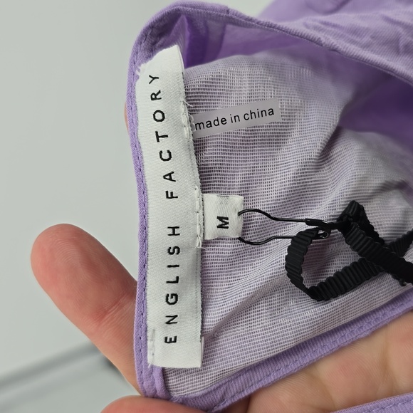 English Factory Back Tie Jacquard  Lavender Mini Dress Size M - Picture 7 of 10